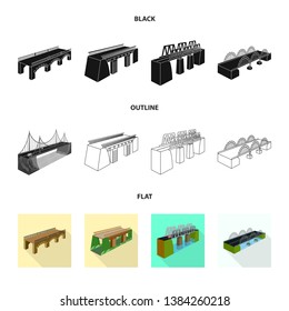 Vector illustration of connection and design symbol. Collection of connection and side stock vector illustration.