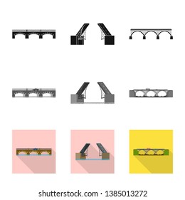 Vector illustration of connection and design symbol. Collection of connection and side vector icon for stock.