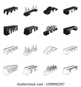 Vector illustration of connection and design symbol. Collection of connection and side stock symbol for web.