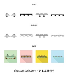 Vector illustration of connection and design symbol. Collection of connection and side stock symbol for web.