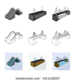 Vector illustration of connection and design symbol. Collection of connection and side stock vector illustration.