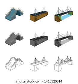 Vector illustration of connection and design symbol. Collection of connection and side stock vector illustration.