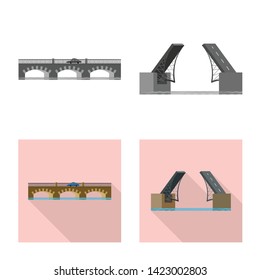 Vector illustration of connection and design symbol. Set of connection and side stock symbol for web.