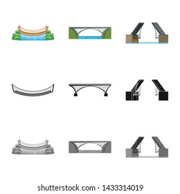 Vector illustration of connection and design symbol. Set of connection and side stock vector illustration.