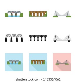 Vector illustration of connection and design symbol. Set of connection and side stock vector illustration.