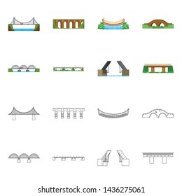Vector illustration of connection and design symbol. Set of connection and side stock symbol for web.