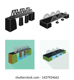Vector illustration of connection and design symbol. Collection of connection and side vector icon for stock.