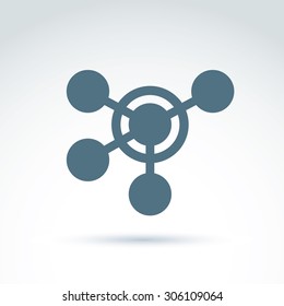 Vector illustration of connection, link between circles, conceptual structure icon.