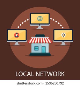 Vector illustration of connection & network concept with "local network" internet and communication icon.