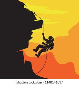 vector illustration of conquering the top, reference to business or travel