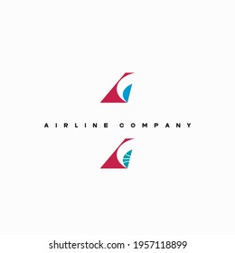 
Vector illustration consisting of an airplane line in the form of a symbol or logo of an airline.avia company logo. 