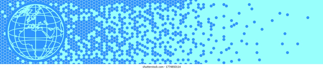 Vector illustration consisting of Blue honeycomb tiles. Creative abstract hexagon pixel