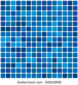 Vector illustration consisting of blue squares tiles. Creative abstract pixel, tile, mosaic geometric background, banner. Pattern for your kitchen, bathroom, floor, pool, roof.