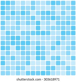 Vector Illustration Consisting Of Blue Squares Tiles. Creative Abstract Pixel, Tile, Mosaic Geometric Background, Banner. Pattern For Your Kitchen, Bathroom, Floor, Pool, Roof.