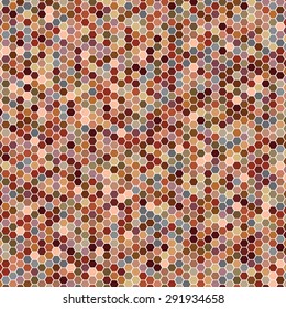 Vector illustration consisting of brown honeycomb tiles. Creative abstract hexagon pixel, tile, mosaic geometric background, banner. Pattern for your kitchen, bathroom, floor, pool, roof.