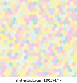 Vector illustration consisting of colorful honeycomb tiles. Creative abstract hexagon pixel, tile, mosaic geometric background, banner. Pattern for your kitchen, bathroom, floor, pool, roof.