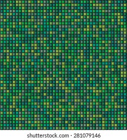 Vector illustration consisting of green squares tiles. Creative abstract pixel, tile, mosaic geometric background, banner. Pattern for your kitchen, bathroom, floor, pool, roof.