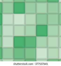 Vector illustration consisting of green squares tiles. Creative abstract pixel, tile, mosaic geometric background, banner. Pattern for your kitchen, bathroom, floor, pool, roof.