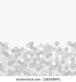 Vector illustration consisting of grey honeycomb tiles. Creative abstract hexagon pixel, tile, mosaic geometric background, banner. Pattern for your kitchen, bathroom, floor, pool, roof.