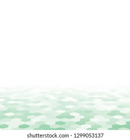 Vector illustration consisting of perspective green honeycomb tiles. Creative abstract hexagon pixel, tile, mosaic geometric background, banner. Pattern for your kitchen, bathroom, floor, pool.