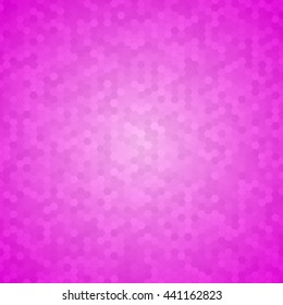 Vector illustration consisting of pink honeycomb tiles. Creative abstract hexagon pixel, tile, mosaic geometric background, banner. Pattern for your kitchen, bathroom, floor, pool, roof.