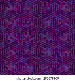 Vector illustration consisting of purple honeycomb tiles. Creative abstract hexagon pixel, tile, mosaic geometric background, banner. Pattern for your kitchen, bathroom, floor, pool, roof.