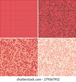 Vector illustration consisting of red squares tiles. Creative abstract pixel, tile, mosaic geometric background, banner. Pattern for your kitchen, bathroom, floor, pool, roof.