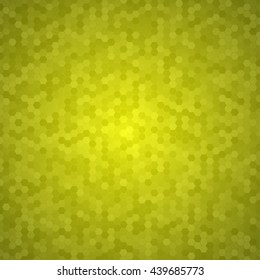 Vector illustration consisting of yellow honeycomb tiles. Creative abstract hexagon pixel, tile, mosaic geometric background, banner. Pattern for your kitchen, bathroom, floor, pool, roof.