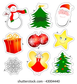 Vector illustration consists of a series of Christmas figures to be cropped