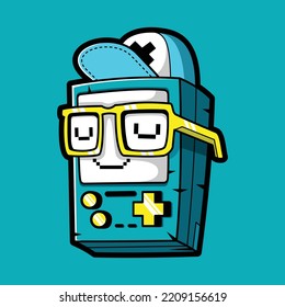 vector illustration of console game character wearing glasses