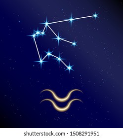 Vector illustration of the constellation Aquarius astrological horoscope, system of forecasts and predictions scientific mystical