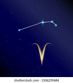 Vector illustration of a constellation Aries horoscope astrological system of predictions and scientific mystic