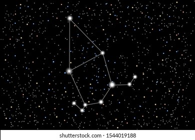 Vector illustration of the constellation Cepheus (King Cepheus) on a starry sky background. Mythical character in Greek mythology. Astronomical cluster of stars in the northern sky