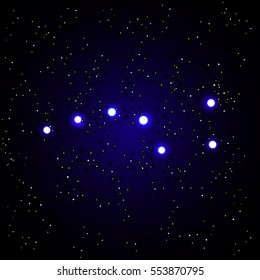 Vector illustration of Constellation the Great Bear with stars on dark blue background

