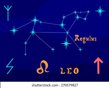 Vector illustration of constellation Leo