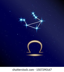 Vector illustration of constellation Libra horoscope astrological system of predictions and scientific mystic