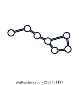Vector illustration of constellation in linear style. Science, discovery, and space symbol. Astronomy and cosmos element