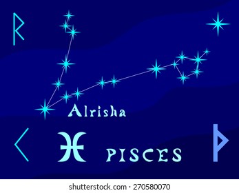 Vector illustration of constellation Pisces