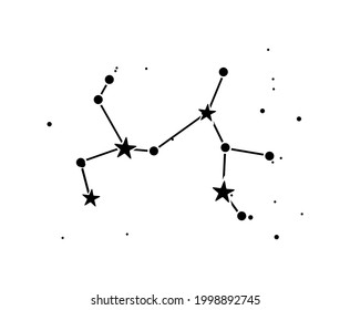 Vector illustration of the constellation Sagittarius or Sagittarius on white background.