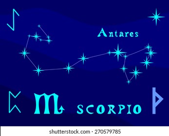 Vector illustration of constellation Scorpio