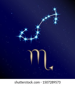 Vector illustration of a constellation Scorpio horoscope astrological system of predictions and scientific mystic