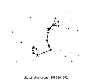 Ilustración vectorial de la constelación Escorpión en un fondo blanco.