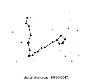 Vector illustration of the constellation Twin Fish or Pisces on a white background.