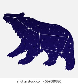 vector illustration of the constellation Ursa Major. stars in the night sky. constellation scheme.