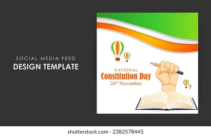 Vector illustration of Constitution Day of India social media feed template written hindi text means Constitution day 