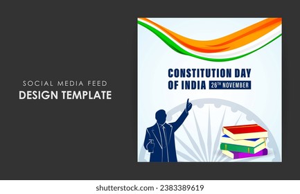 Vector illustration of Constitution Day of India social media feed template written hindi text means Constitution day 