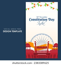 Vector illustration of Constitution Day of India social media feed template written hindi text means Constitution day 