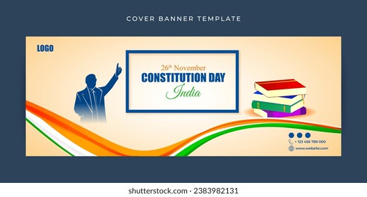 Vector illustration of Constitution Day of India social media feed template written hindi text means Constitution day 