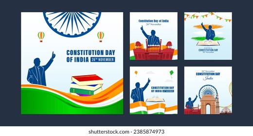 Vector illustration of Constitution Day of India social media feed template written hindi text means Constitution day 