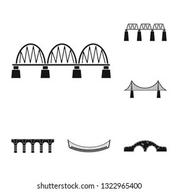 Vector illustration of construct and side symbol. Set of construct and bridge stock vector illustration.